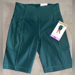 Mondetta Ladies’ Green High-Wasted Bike Shorts Size XS